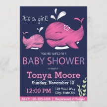 Whale Baby Shower Invitation (Mädchen)