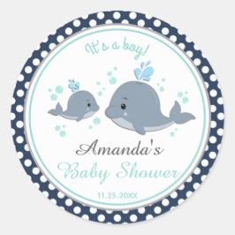Whale Baby Shower Mommy and Baby Danke für Ihre Un Runder Aufkleber