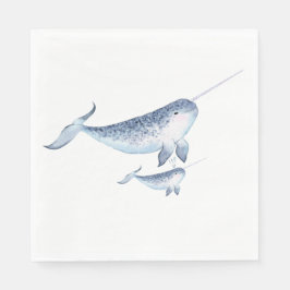 Whale Baby Shower Napkins - Elegant Nautical Serviette
