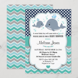 Whale Baby Shower Personalisiert Invitation Baby B Einladung
