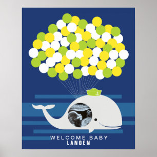 Whale Babydusche Gästebuch Print