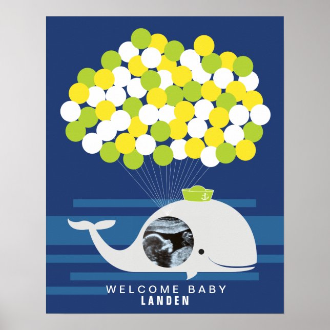 Whale | Babydusche Gästebuch Print (Vorne)