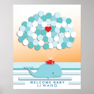 Whale Babydusche Gästebuch Print