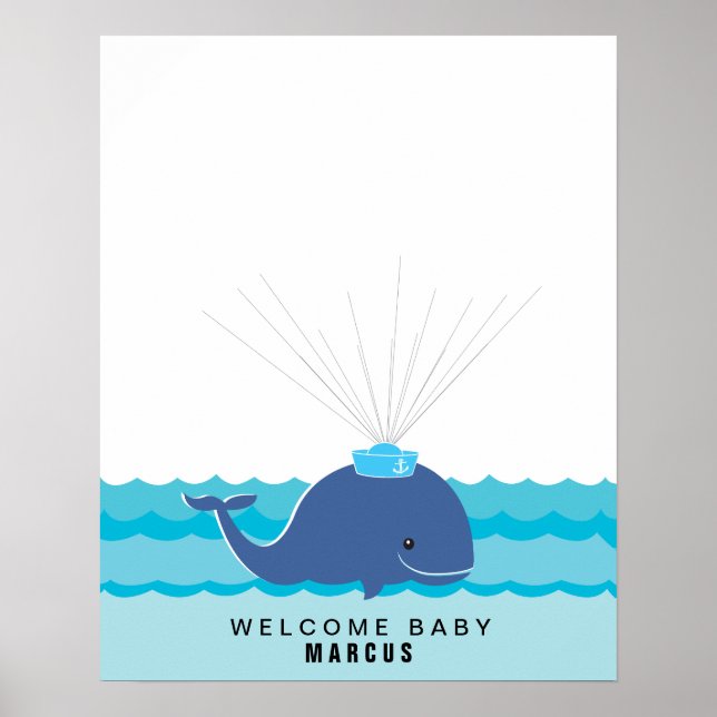 Whale | Babydusche Gästebuch Print (Vorne)