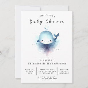 Whale Babydusche mit Aquarell Einladung