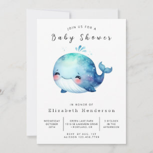 Whale Babydusche mit Aquarell Einladung