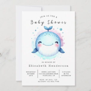 Whale Babydusche mit Aquarell Einladung