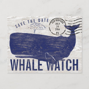 Whale beobachtet Küste Save the Date Postkarte