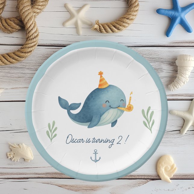 Whale Birthday | Ahoy | Kinderthema Pappteller (Von Creator hochgeladen)