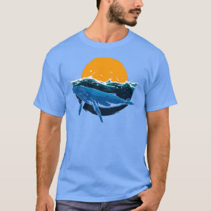 Whale Black Orca Ozean Swiming Sonnenaufgang T-Shirt