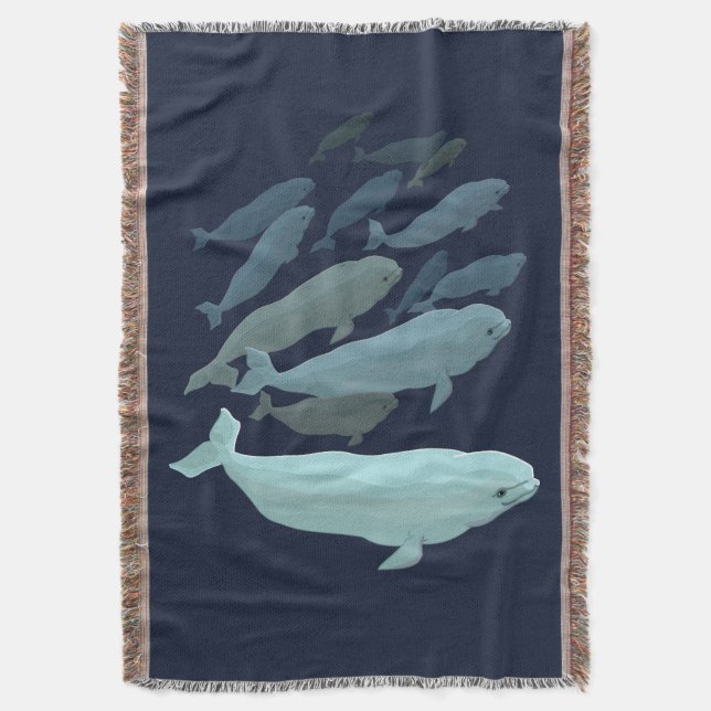 Whale Blanket Beluga Whale Art Throw Blankets Decke (Vorderseite Vertikal)