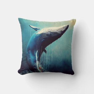 Whale Blauer Wal Tierentdeckungsabenteuer Natur Kissen