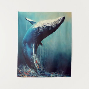 Whale Blauer Wal Tierentdeckungsabenteuer Natur Wandteppich