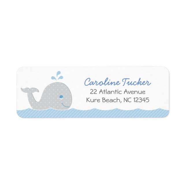 Whale Blue Gray Baby Boy Dusche Rücksendeadresse (Vorne)