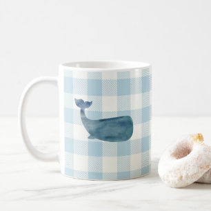 Whale Blue Karo Pattern Kaffee Tasse