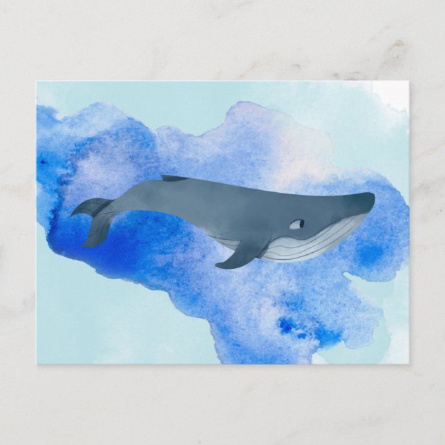 Whale Blue Ocean Beach Sea Animal Aqua Postkarte (Vorderseite)