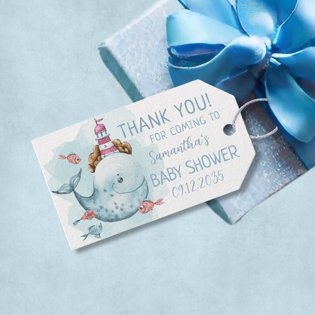 Whale Boy Baby Dusche Danke Geschenkanhänger (Whale Boy Baby Shower Thank You Gift Tags
)