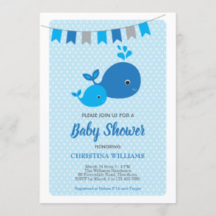 Whale Boy Baby Shower Einladung