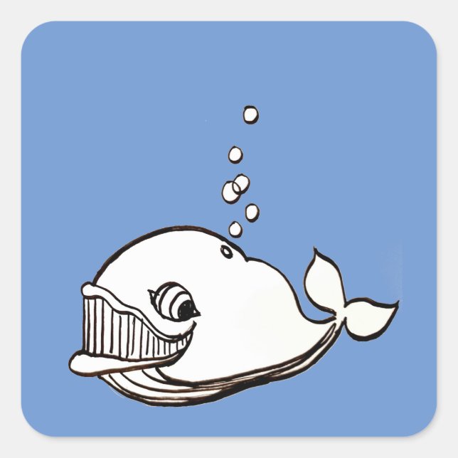 Whale Cartoon Quadratischer Aufkleber (Vorderseite)