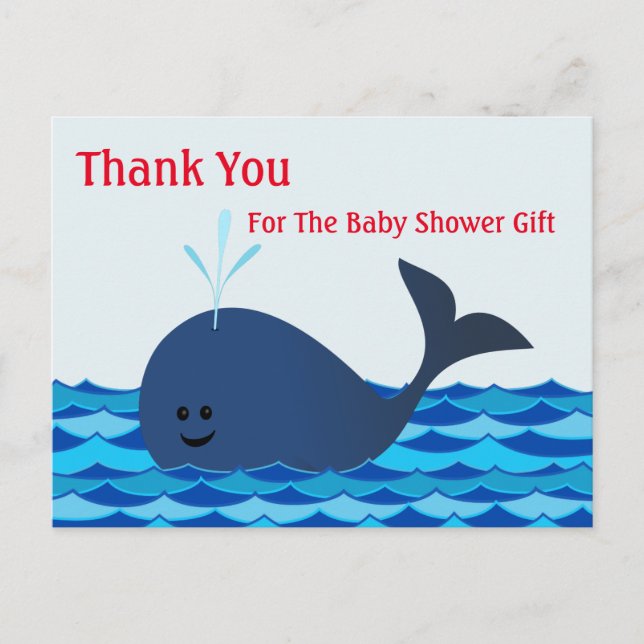 Whale, Danke, Baby Shower Postcard Postkarte (Vorderseite)