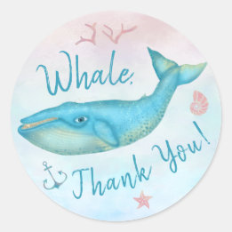 Whale danke Ihnen Nautical Beach Aquamarin Blue Oc Runder Aufkleber