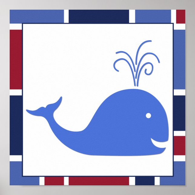 Whale des Nautic Wave Kinderzimmer Poster (Vorne)