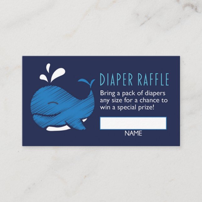 Whale Diaper Raffle Ticket (Junge) Begleitkarte (Vorderseite)