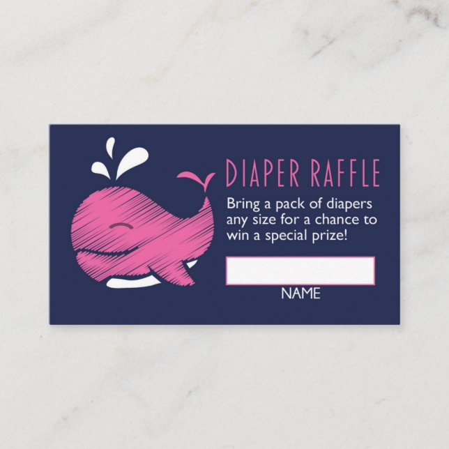 Whale Diaper Raffle Ticket (Mädchen) Begleitkarte (Vorderseite)