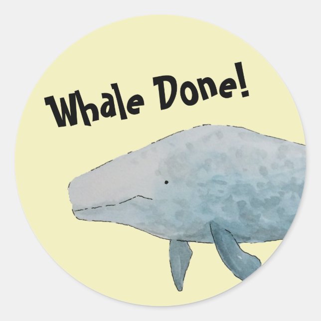 Whale Done Pun Blue Whale Runder Aufkleber (Vorderseite)