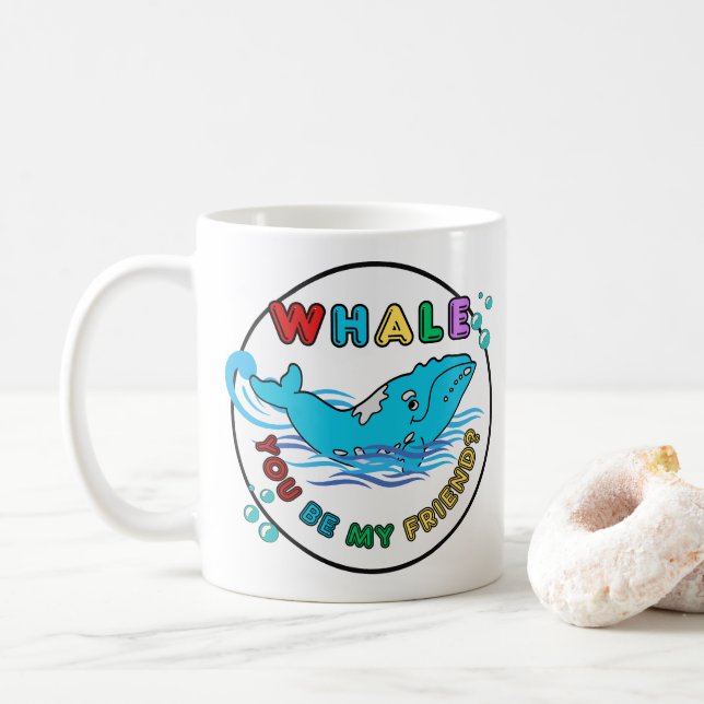 Whale du bist mein Freund Blue Bubble Humpback Wha Kaffeetasse (Mit Donut)