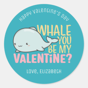 Whale, du bist mein Niedlicher Valentinstag für K Runder Aufkleber