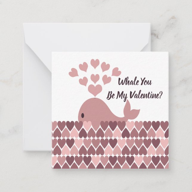 Whale du bist mein Valentine Mitteilungskarte (Vorderseite)