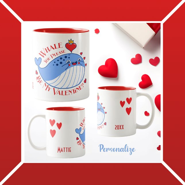 Whale du bitte mein Valentin sein? Zweifarbige Tasse (Von Creator hochgeladen)