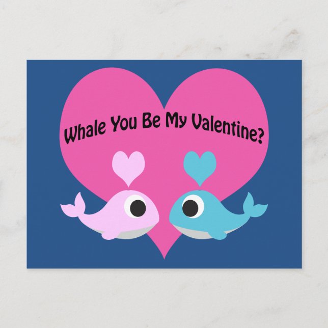 Whale du mein Valentine? Feiertagspostkarte (Vorderseite)