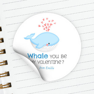 Whale du mein Valentine? Runder Aufkleber