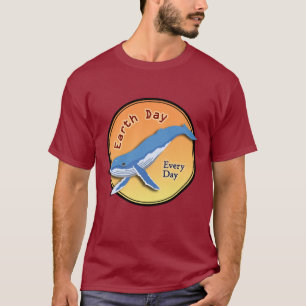 Whale Earth Day Round Motif Roter T - Shirt