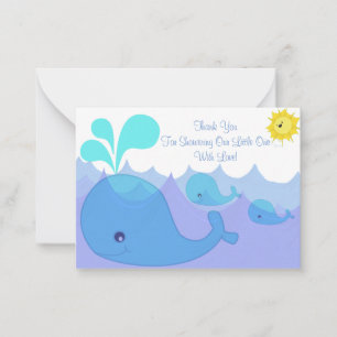 Whale Family Baby Dusche Danke Karte