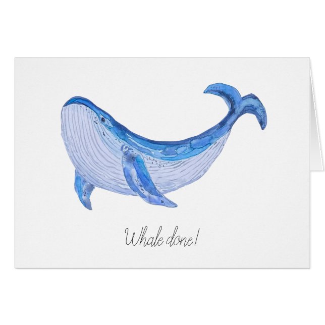 "Whale Fertig" Aquarell Print Congratulations Card (Vorderseite (Horizontal))