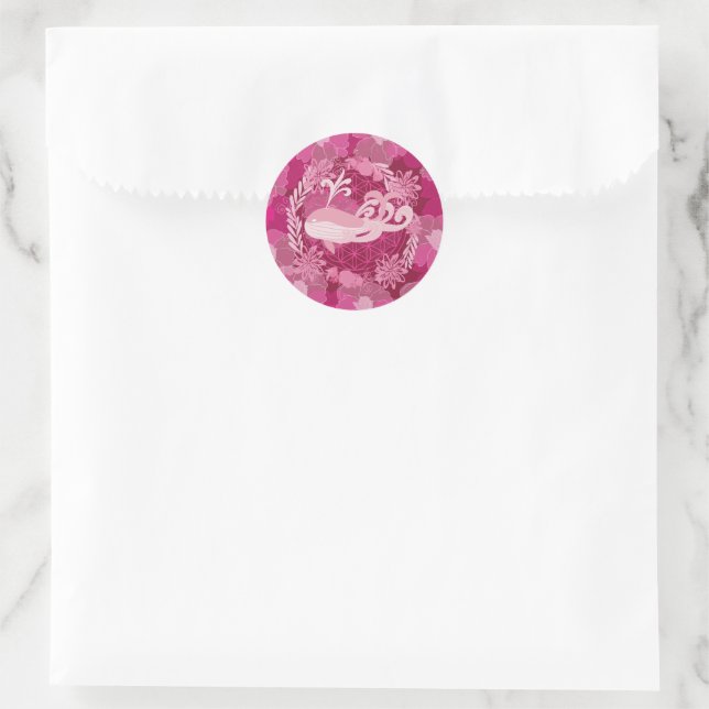 Whale flower of life runder aufkleber (Tasche)