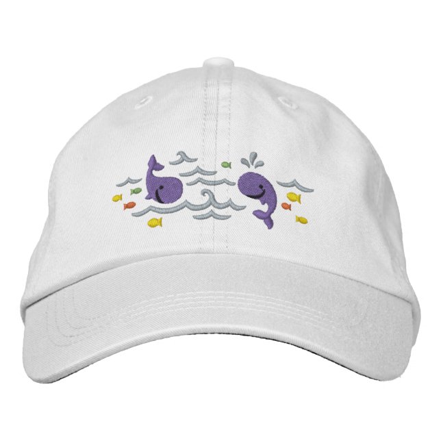 Whale Fun Bestickte Baseballkappe (Vorderseite)