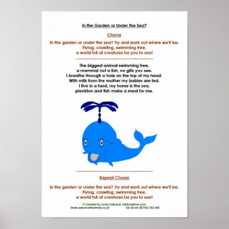 Whale Gedicht vor der Schule und Bildung der frühe Poster