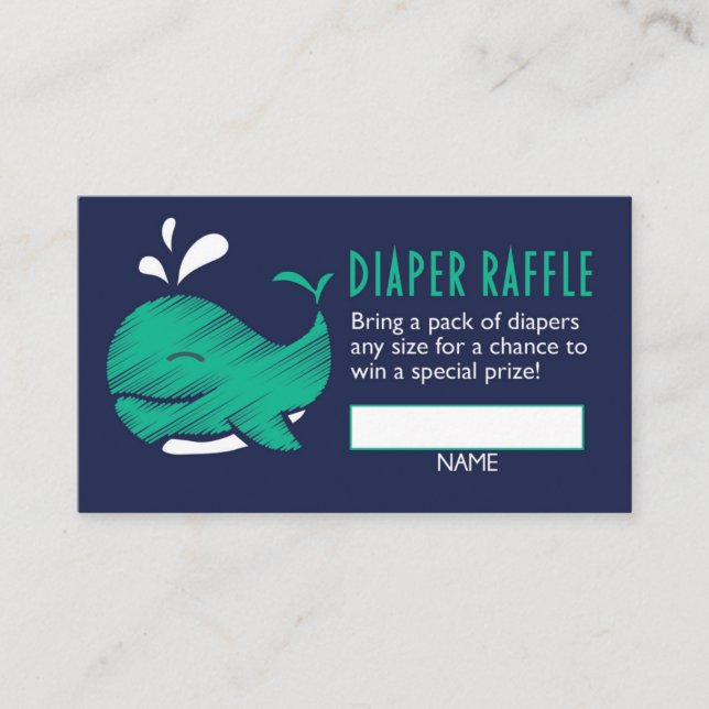 Whale Gender Reveal Diaper Raffle Ticket Begleitkarte (Vorderseite)