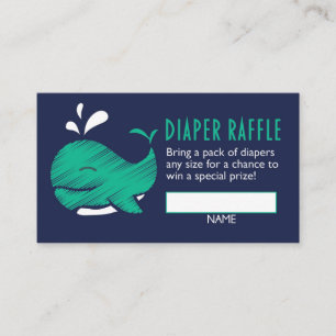 Whale Gender Reveal Diaper Raffle Ticket Begleitkarte
