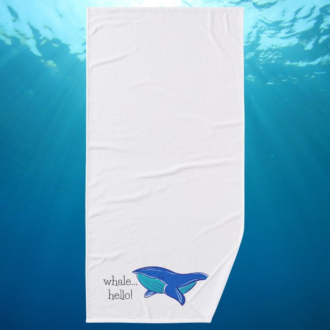 "Whale Hello" Blue Whale White Badehandtuch (Von Creator hochgeladen)
