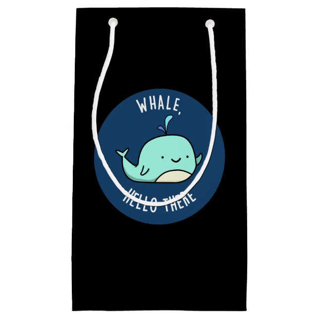 Whale Hello There Funny Whale Pun Dark BG Kleine Geschenktüte (Vorderseite)