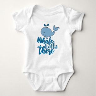 Whale Hello There Whale Cartoon Niedlich Baby Whal Strampler