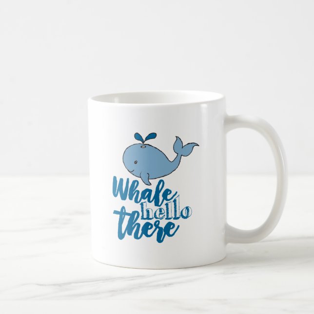 Whale Hello There Whale Cartoon Niedlich Baby Whal Tasse (Rechts)