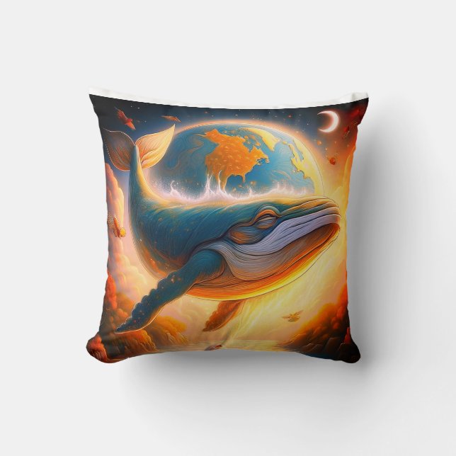 Whale Ich frage mich Kissen (Vorderseite)