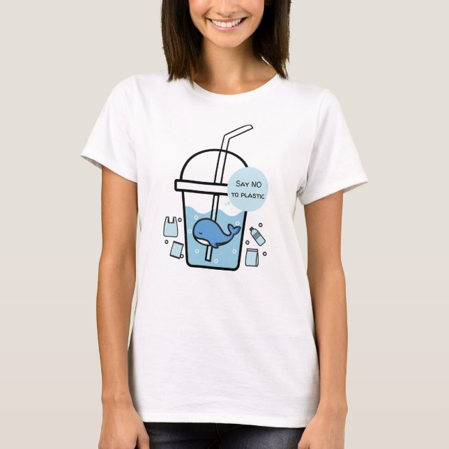 Whale im Cup, Nr. zum Plastic Earth Day T-Shirt (Vorderseite)