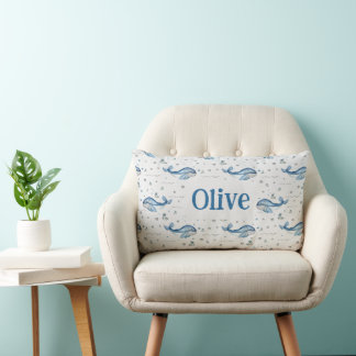 Whale im Küstenmeer Thema Kinderzimmer Name Pillow Lendenkissen